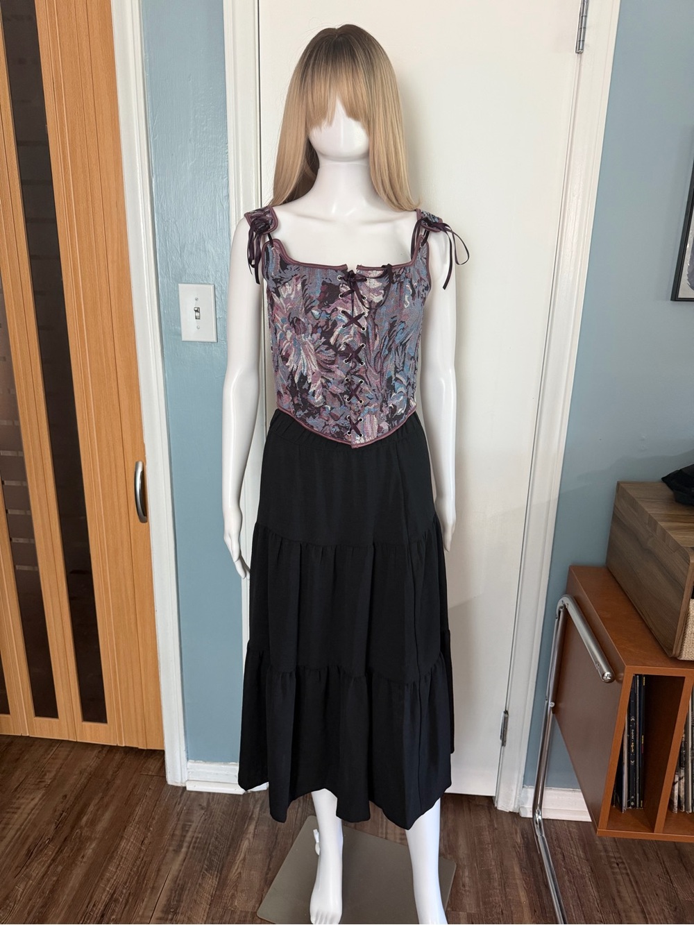 NWT Floral Lace-Up Corset Top - Purple